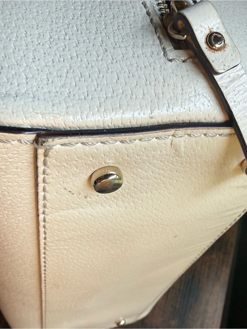 Kate Spade cream satchel with red and multicolor scarf tie. Very Good Condition - Picture 9 of 12